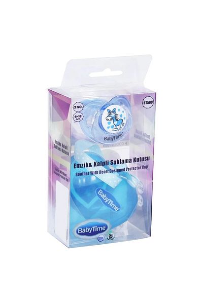 Babytime Pacifier No.2 and Heart Storage Box 6-18 Months (Blue)