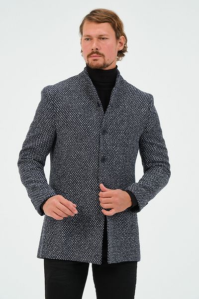 VALUE Μπλε Λευκό Ανδρικό Slim Fit Regular Cashmere Παλτό, Μπουφάν, Παλτό