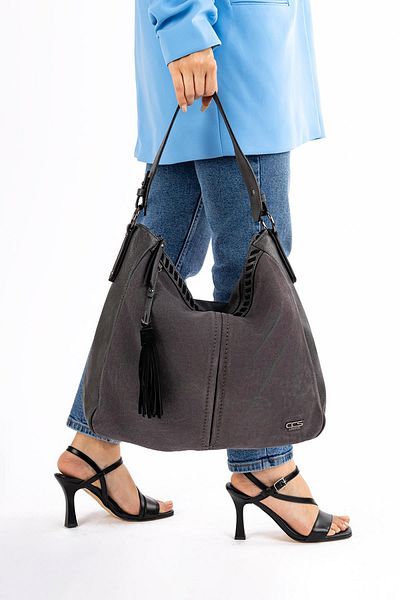 Getcho Perlis Women's Suede Tassel Detailed Shoulder Bag and Crossbody Bag