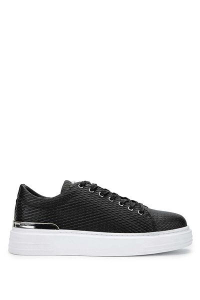 Tamer Tanca Genuine Leather Men's Black Sneakers - Sports Shoes
