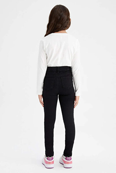 DUBAİ ÇOCUK Kız Çocuk Dar Paça Dar Kalıp Likralı Tüylenmez Renk Atmaz Siyah Pantolon