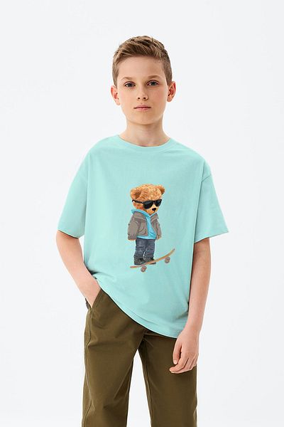 ADABEBEK Skateboard Skateboard ιππασία Cool Bear εμπριμέ μπλουζάκι για αγόρι