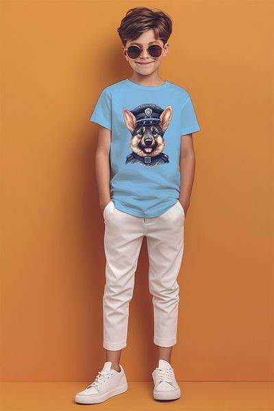 ADABEBEK Tricou pentru băieți cu imprimeu Police Puppy