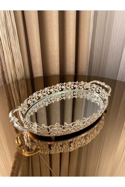 Housess Δίσκος χέννας Promise Engagement Floral κεντημένος ριγέ μεταλλικός δί...