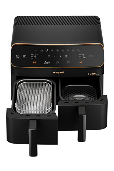 Arçelik Airfryer, Çift Hazneli 2400 W 9 Porgramlı 8,5 Lt Sıcak Hava Fritözü, Siyah