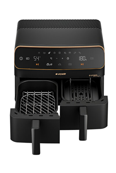 Arçelik Airfryer, Çift Hazneli 2400 W 9 Porgramlı 8,5 Lt Sıcak Hava Fritözü, Siyah