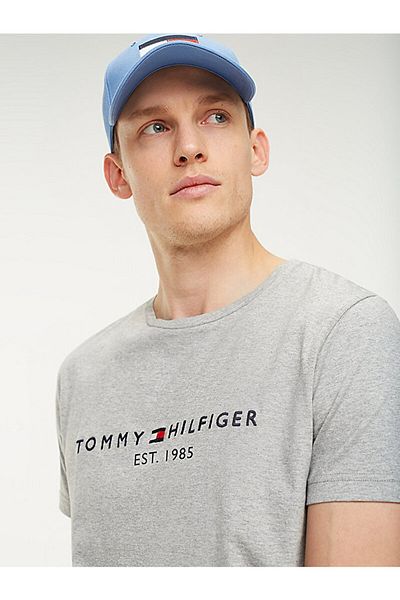Tommy T-SHIRT GRAY ORGANIC COTTON TH LOGO