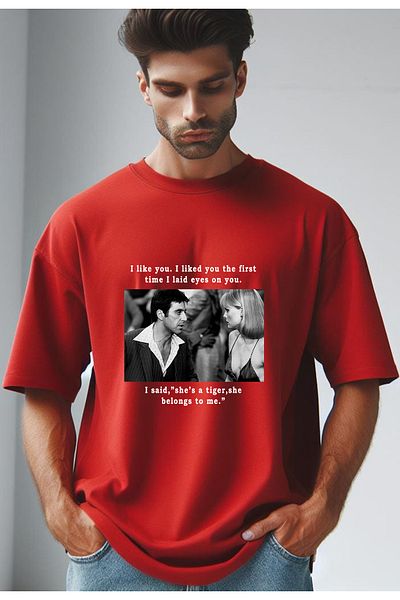 Vordevia Scarface Printed Red Oversize T-shirt