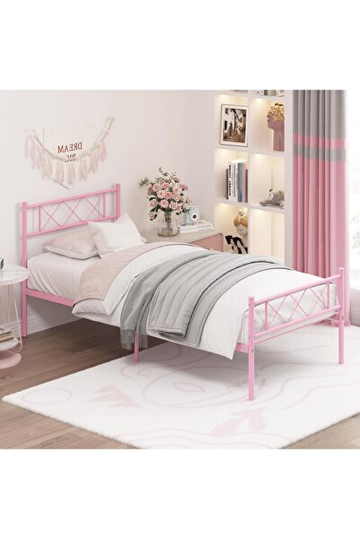 HFT HOME Metal Karyola, Çınar Metal Karyola , Pembe Renk, Ölçü Seçenekli