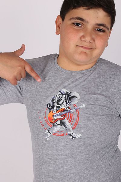 Çiggo Kids Tricou de bază pentru copii, unisex, chitarist, astronaut, cu mânecă lungă, cu decolteu