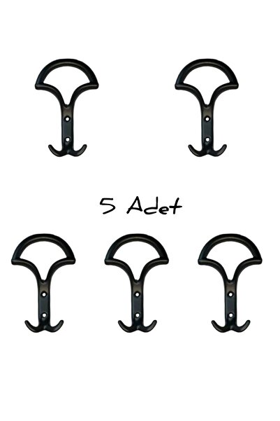 ARON (5 ADET) 9012 Askı (MAT SİYAH) Vestiyer Fortmanto Dolap Kapı Banyo Elbise Havlu Askılığı