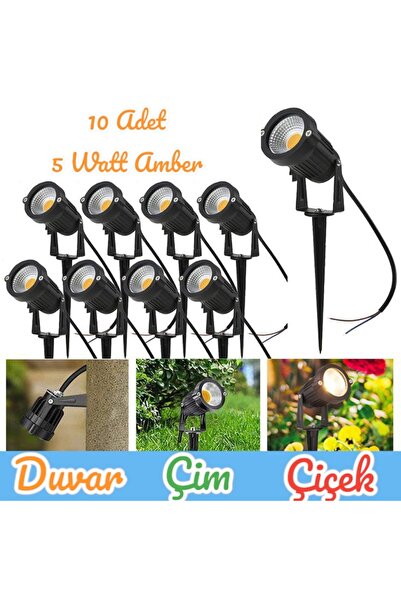 fullreyon 10 Adet Elektrikle Çalışır, 5 Watt AMBER IŞIK Kazıklı Bahçe Armatür...