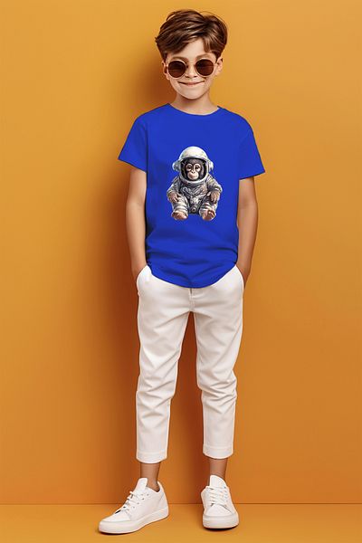 ADABEBEK Μπλουζάκι για αγόρι με στάμπα Astronaut Little Monkey