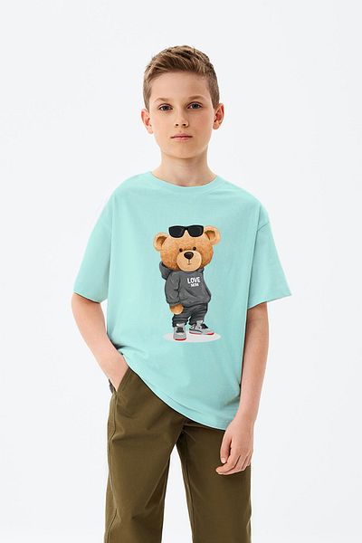 ADABEBEK Chlapecké tričko s potiskem Teddy Bear pro volný čas s láskou