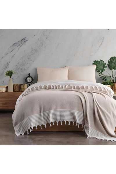 MELONIE 200X230 cm Beige Double Pique - Antique Pattern Laodic