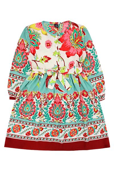 Minniks Viscose Printed Belted Dress Age 8-12