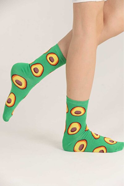 MG ÇORAP Șosete verzi cu model de avocado