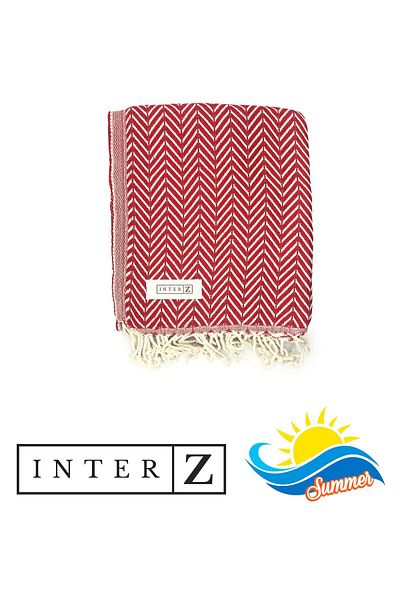 INTER Z Πετσέτα θαλάσσης 100% βαμβακερή, Xxl 100x180cm, Marmaris, Κόκκινη