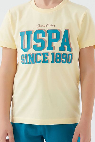 U.S. Polo Assn. Boy's Cotton Yellow T-Shirt Shorts Set