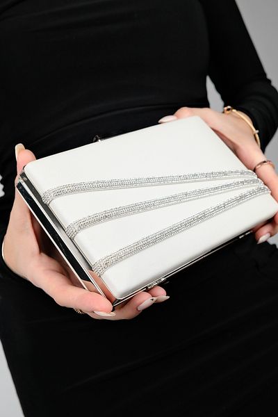 LuviShoes Geantă de seară DEBON Sedef Satin Stripe Stone pentru femei