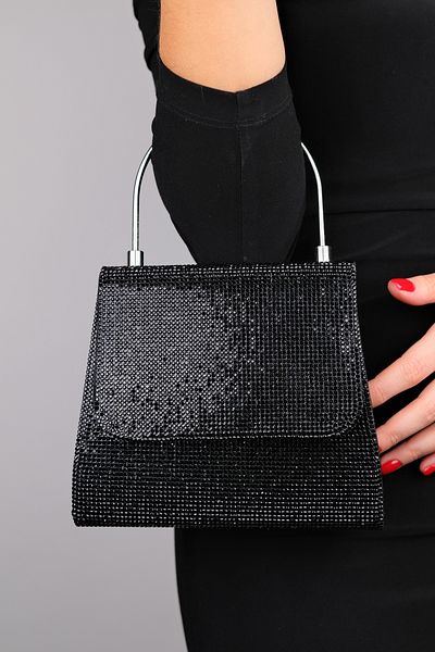 LuviShoes Geantă de mână LAMAYA Black Stoned pentru femei