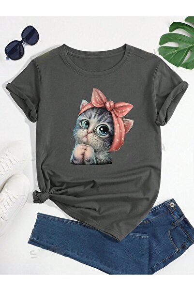 over head oh Ženska dimljena slatka mačka prevelika T-shirt