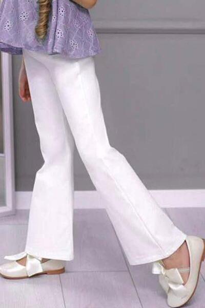 Riccotarz Girl's Spanish Leg Trousers Floral Lace Printed Blouse Lilac Bottom Top Set