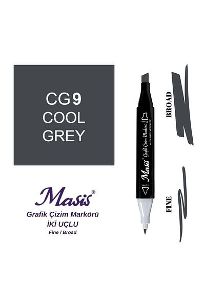 Masis Dual Tip Marker Graphic Drawing Pen Gg9 Greenery Gray
