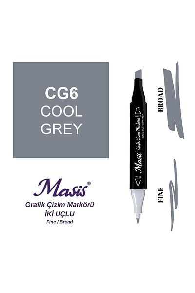 Masis Dual Tip Marker Graphic Drawing Pen Cg6 Cool Grey