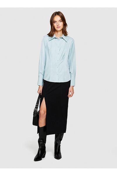 Sisley Γυναικείο πουκάμισο Water Green - Κανονικός γιακάς, 54YTLQ05J