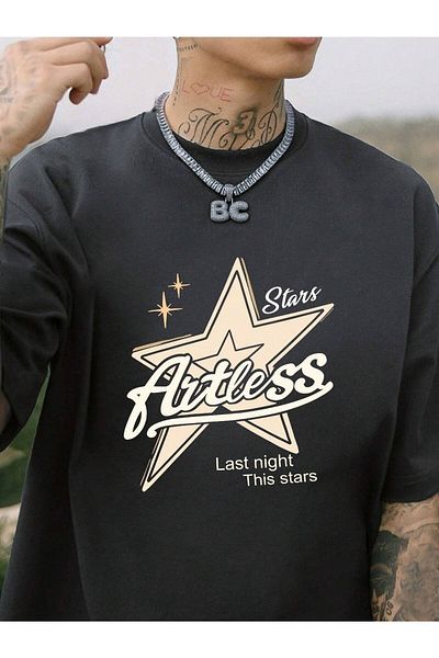 WOODROFFE Stars Printed Oversize ανδρικό μπλουζάκι Casual Boyfirend