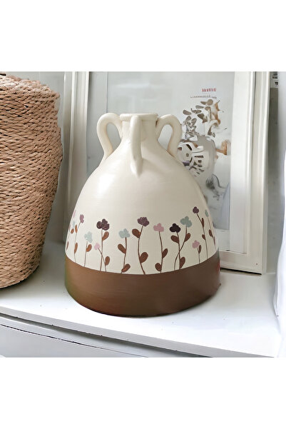 Nuoves Üç Kulplu Seramik Dekoratif Vazo