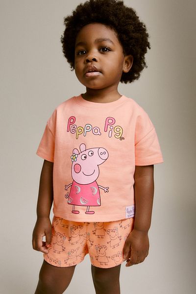 Next Baby 100% Cotton Orange Peppa Ping Short Sleeve Top and Bottom Set