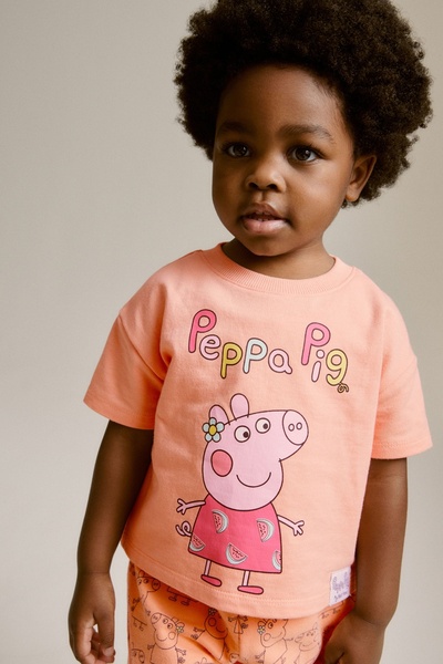 Next Baby 100% Cotton Orange Peppa Ping Short Sleeve Top and Bottom Set