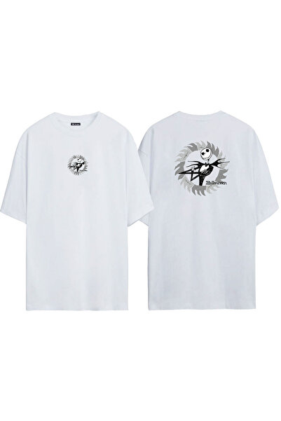 THEWERT Unisex Jack Skellington Prednja strana Zadnja strana Štampano Bela Ov...
