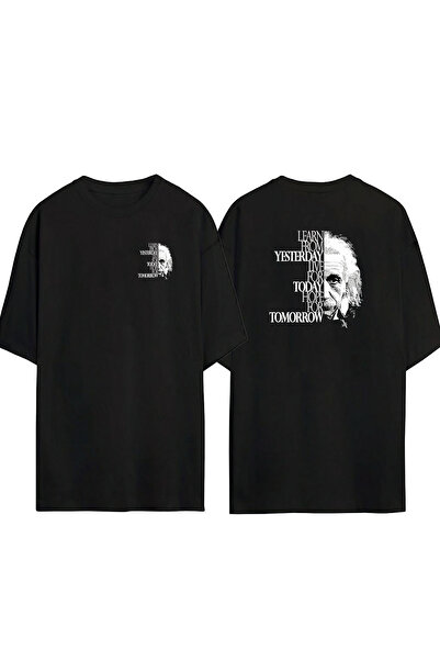 THEWERT تي شيرت أسود كبير الحجم مطبوع عليه عبارة "Learn From Yesterday Live F...
