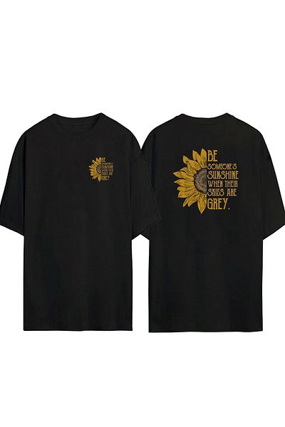 THEWERT Μπλουζάκι Unisex Be Someone's Sunshine Sunflower μπροστά πίσω με στάμπα μαύρο oversize
