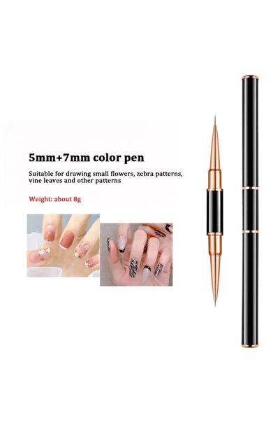 Venalisa Çift Taraflı Kapaklı Fırça 5 mm ve 7 mm Nail Art Fırçası