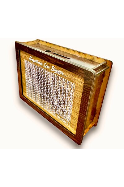 Mehat 10.000Tl kumbara Parabox Ahşap Para Biriktirme Hedef Kutusu