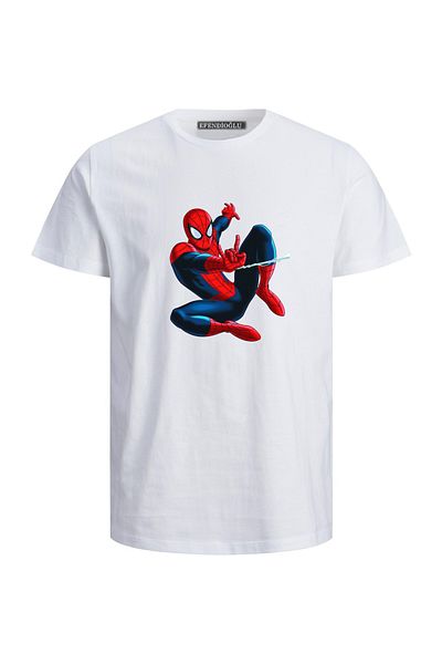 Efendioğlu Design Spiderman Spiderman Man Printed Cotton Children's Tshirt
