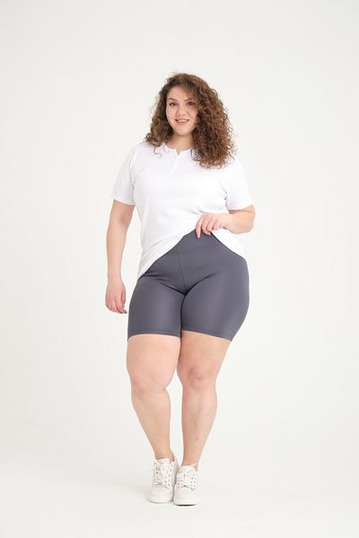 BANEGA Curve Women's Large Size High Waist Recovery Knitted Biker Shorts Short Anthracite Tights