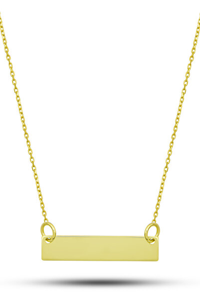 Adieu Silver 925 Ayar Hediye Kutulu Gümüş Kare Plaka Kenarı Kalpli Isim Yazılır Kolye Gms38