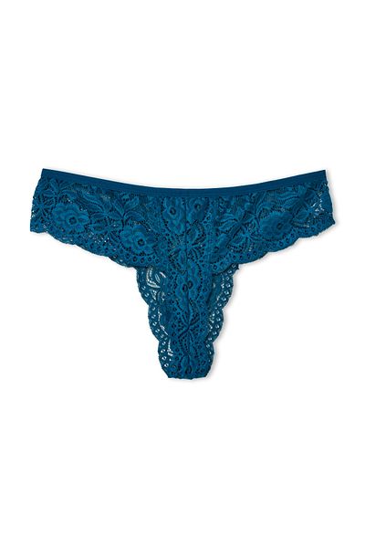 HNX Chiloți De Damă Petrol Plus Size Dantela Brazilia Thong