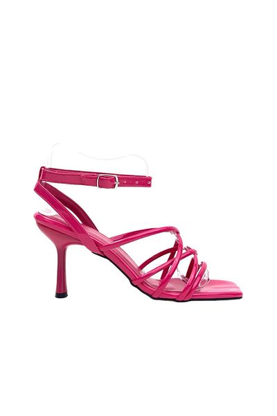 bescobel Women's Zarda Fuchsia Thin Heel Ribbed Bracelet Lacing Shoes