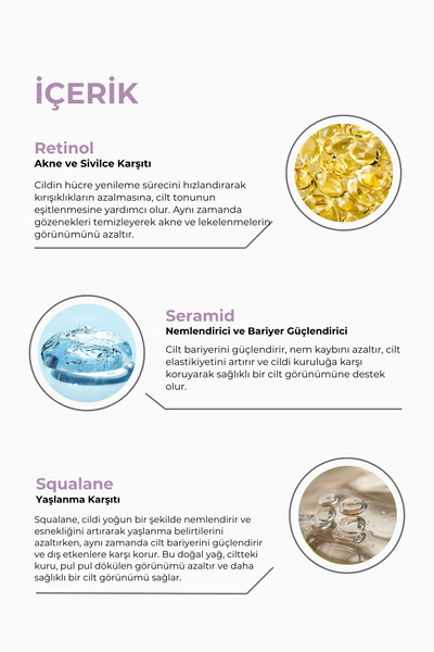 LUDITA Retinol Serum %0.3 – Kırışıklık Karşıtı & Yenileyici, Ceramide ve Squalane İçerikli