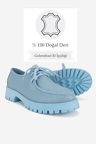 TUNAELLİ PANTOFI CU ȘANȚURI DE PIELE NATURALĂ ALBASTRĂ DE FEMEI MĂRIMEA 36-41