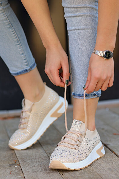 Madam Tarz إيميلو نعل مسطح حجري تريكو رياضي يومي 3 سم