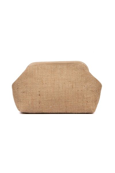 BAHELS Дамско портфолио от слама от норка с детайли и клъч чанта
