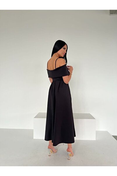 vuvutasarım Rochie de seară pentru femei, cu detaliu pe umeri, din țesătură de scuba, rochie de absolvire 582586