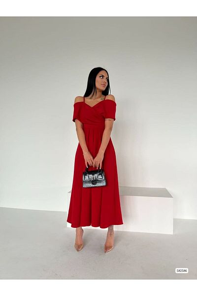 vuvutasarım Νέα σεζόν Scuba Fabric Shoulder Λεπτομερές γυναικείο βραδινό φόρεμα επιστροφής στο σπίτι 582586